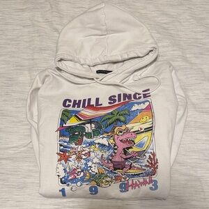 Brandy Melville White Hoodie with Graphic